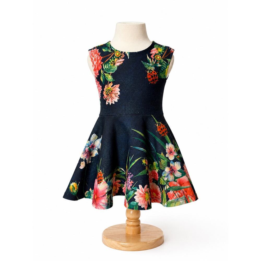 Hannah Banana by Sara Sara Floral Ladybug Dress Navy Size 4